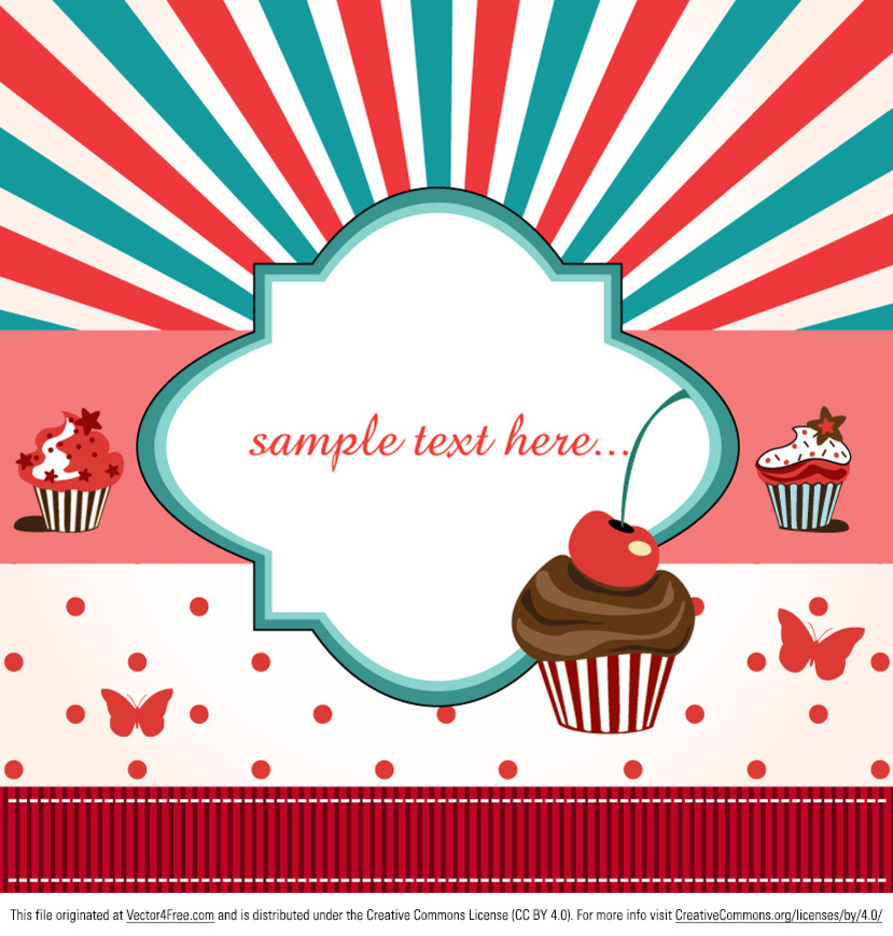 Cup Cake Card Vector