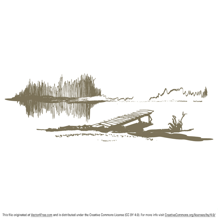 Serene Lakeside Dock Vector