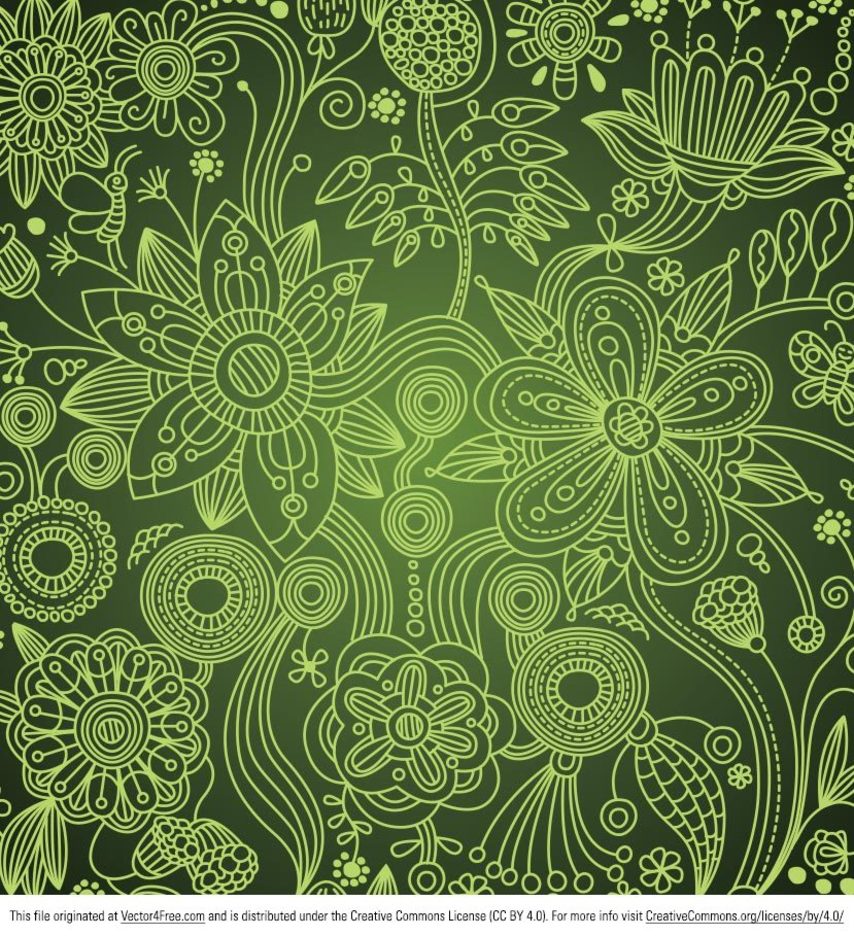 Green Floral Vector Swirl