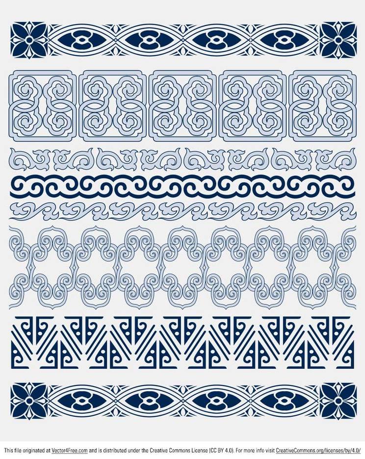 Free Blue Decorative Border Vectors 