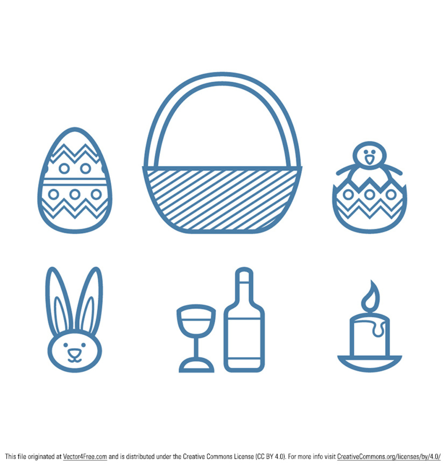 Free Vector Linear Easter Icon Pack