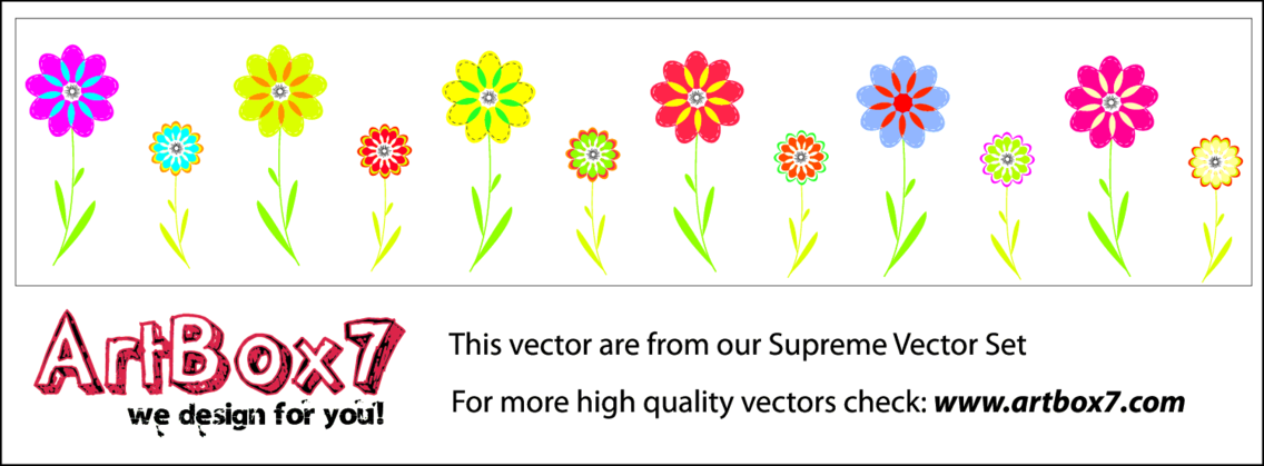 Colorful Flower Vectors By ArtBox7.com