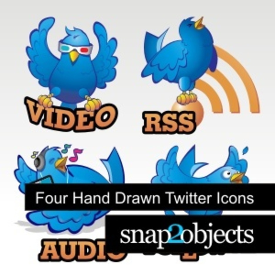 Four Hand Drawn Twitter Icons