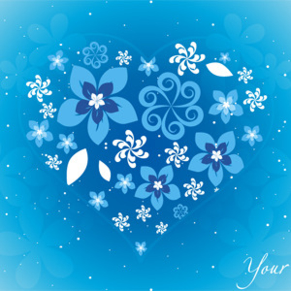 Blue Floral Heart