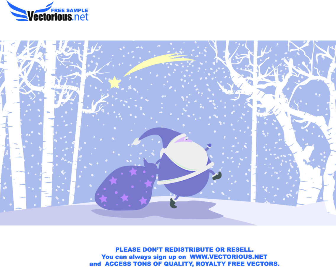 Snow Vector Christmas Illustration With Santa