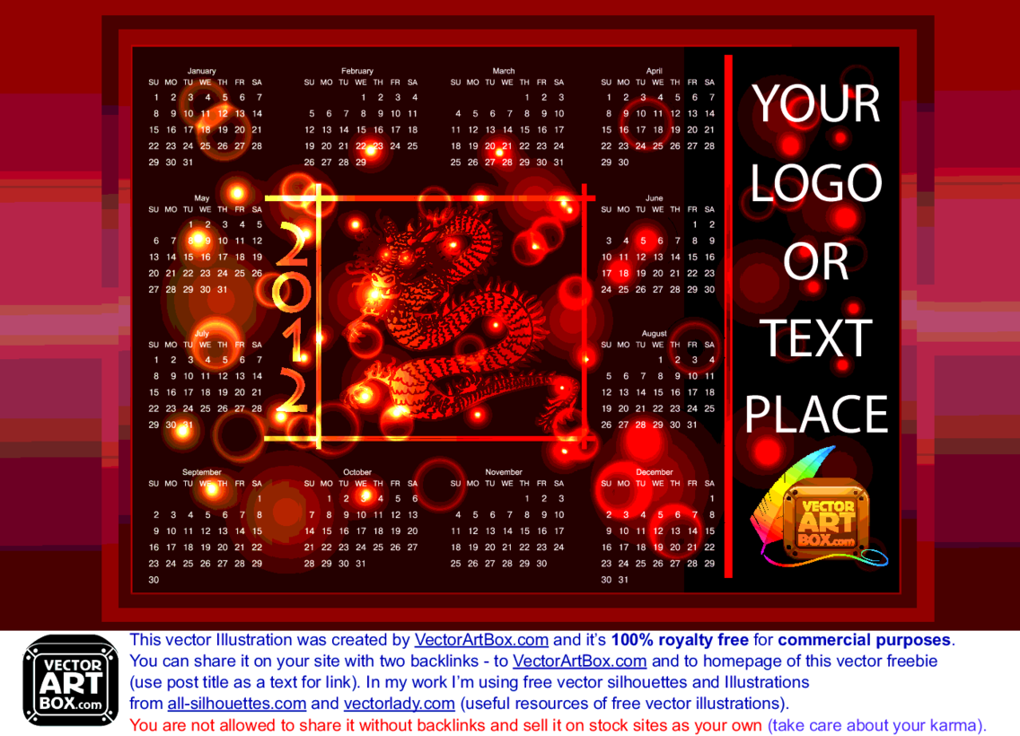Dragon Calendar Template Of 2012