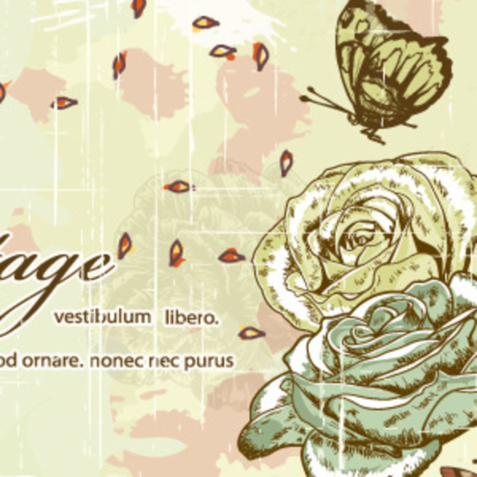 Vectorious Free Vintage Roses With Butterflies