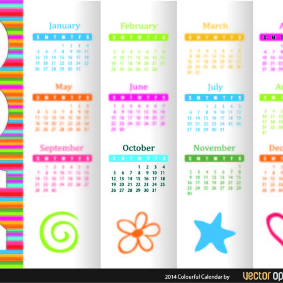 Free Vector 2014 Calendar 