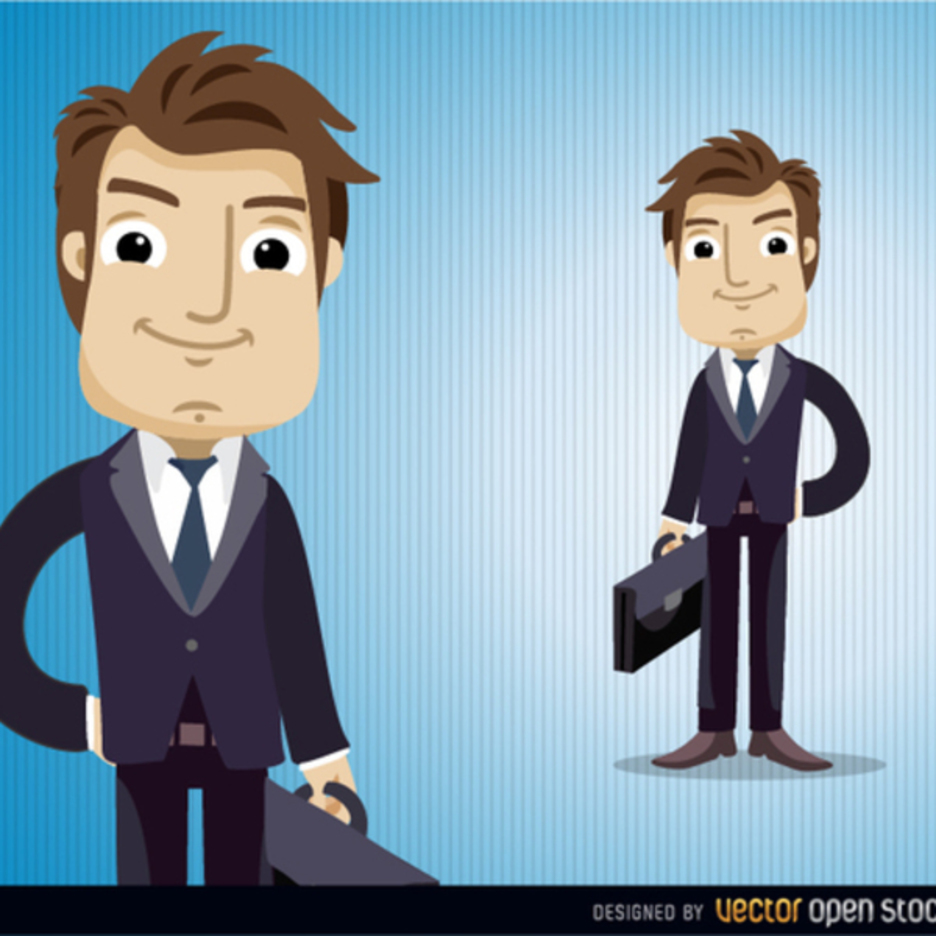 Businessman Vector Character With Briefcase