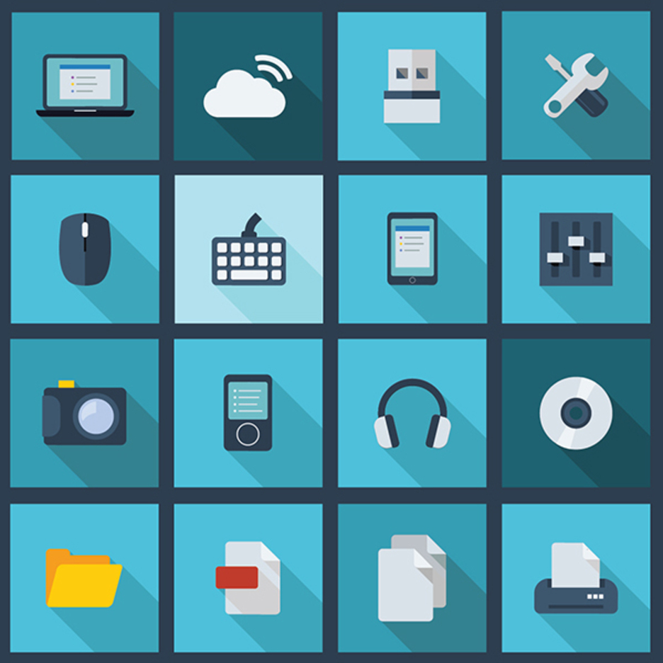 Download Free Vector Long Shadow Business and Technology Icons 2014 ...