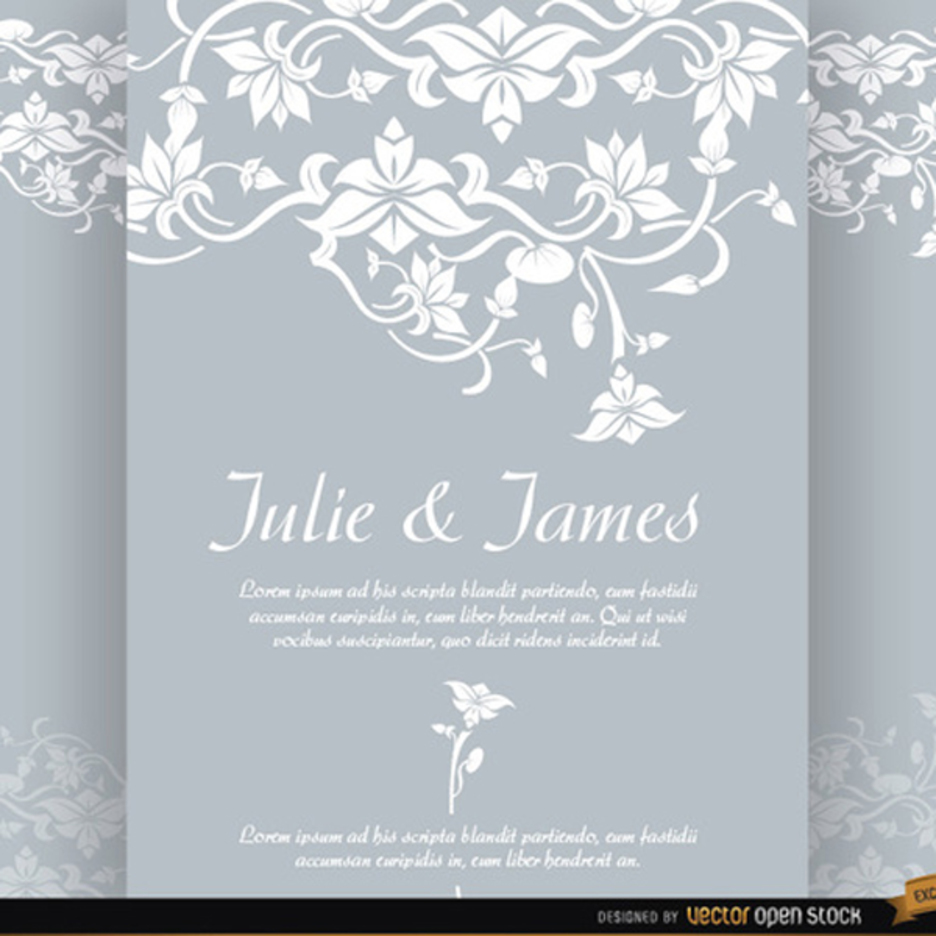 Floral Wedding Invitation Vector 