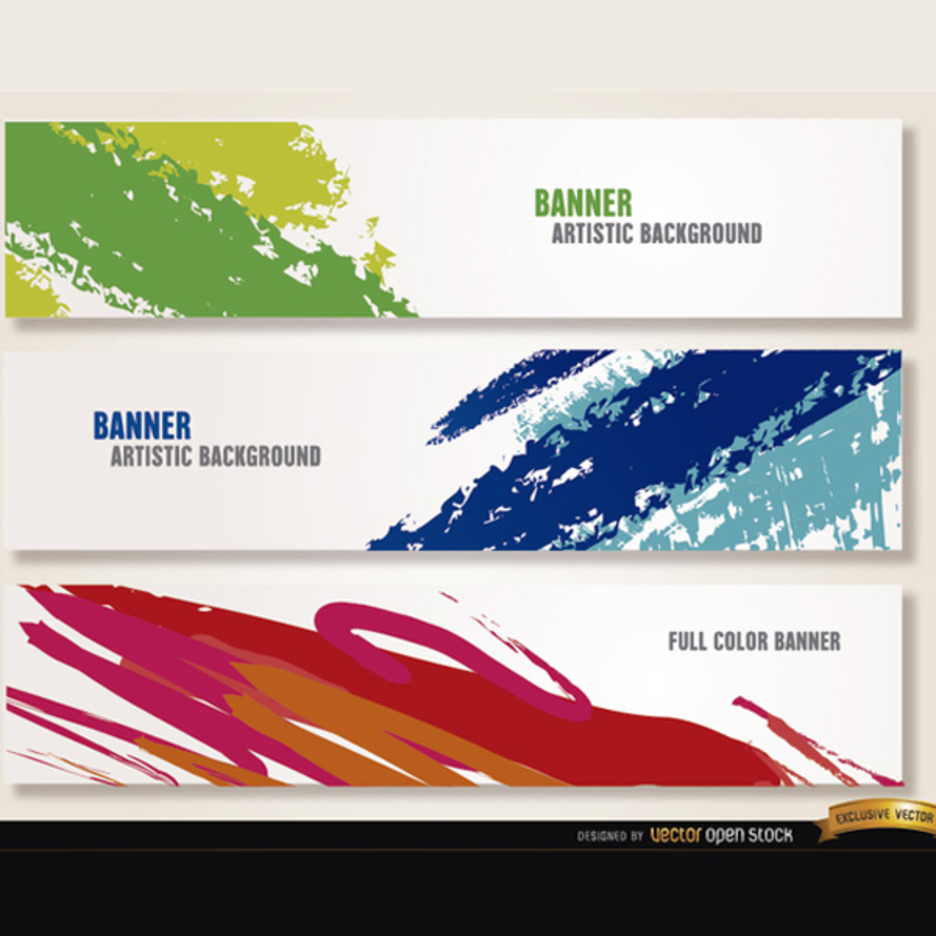 Free Vector Artistic Brushstroke Banners