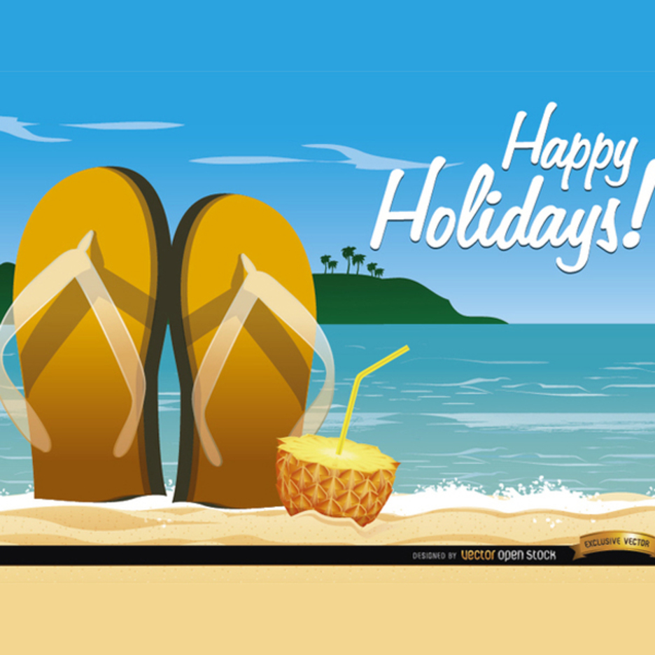 Beach Sandals Cocktail Vector Background