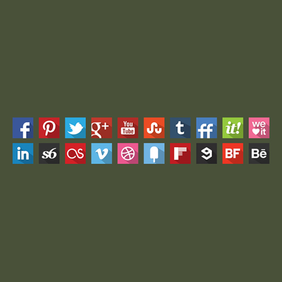 20 Free Vector Flat Shadow Social Icons 