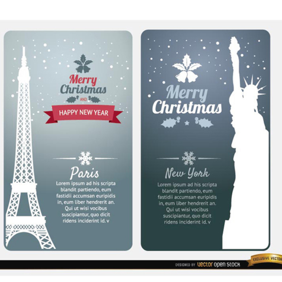 Merry Christmas Card Vectors from Paris & New York