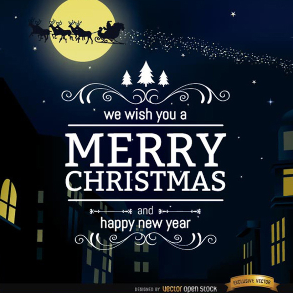 Merry Christmas City Vector Background