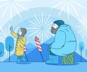 Playing Fireworks Celebrating New Year