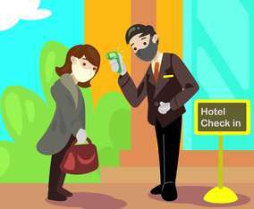 Checking Temperature before Check in to Hotel