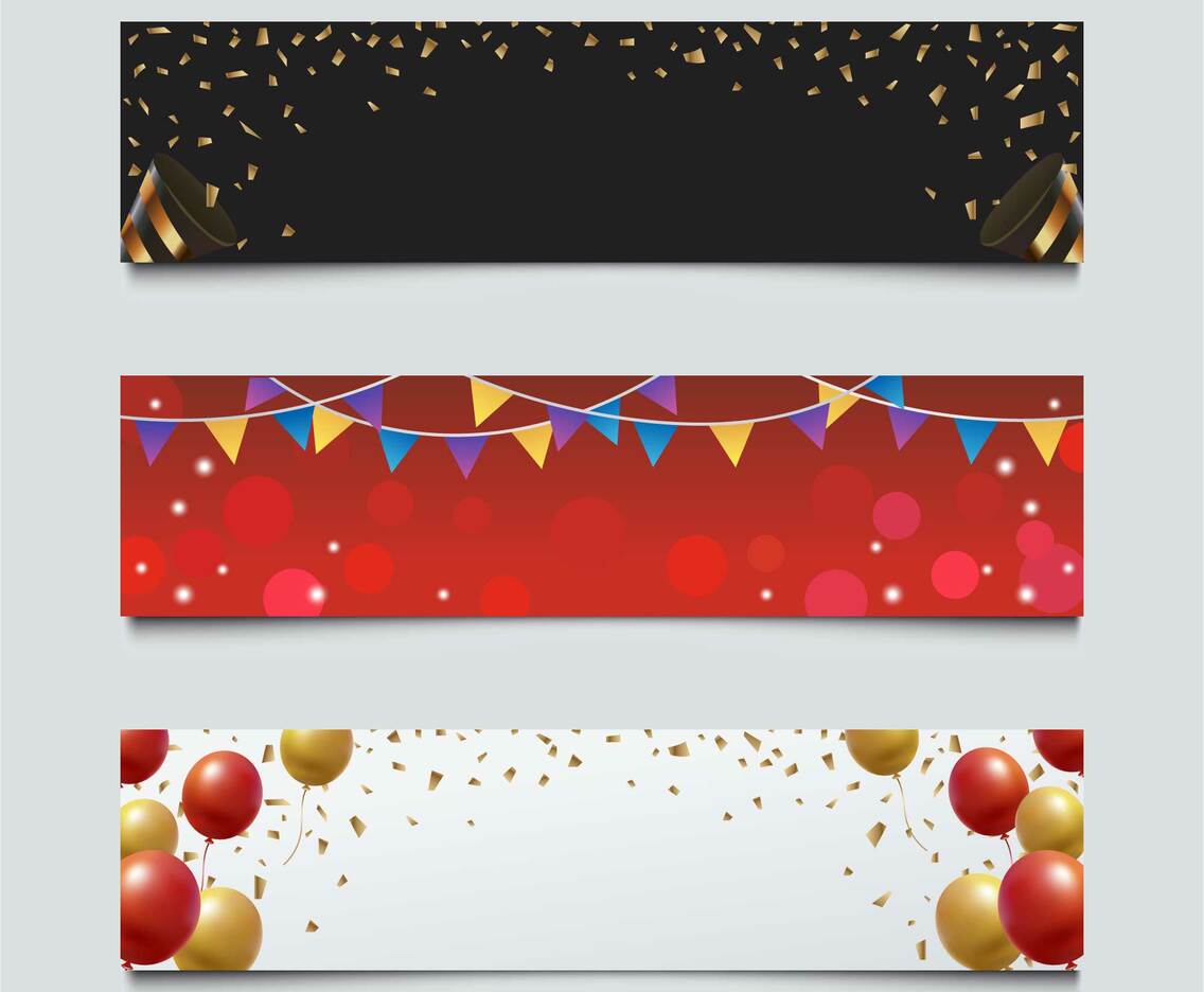 Set of New Year Party Banners