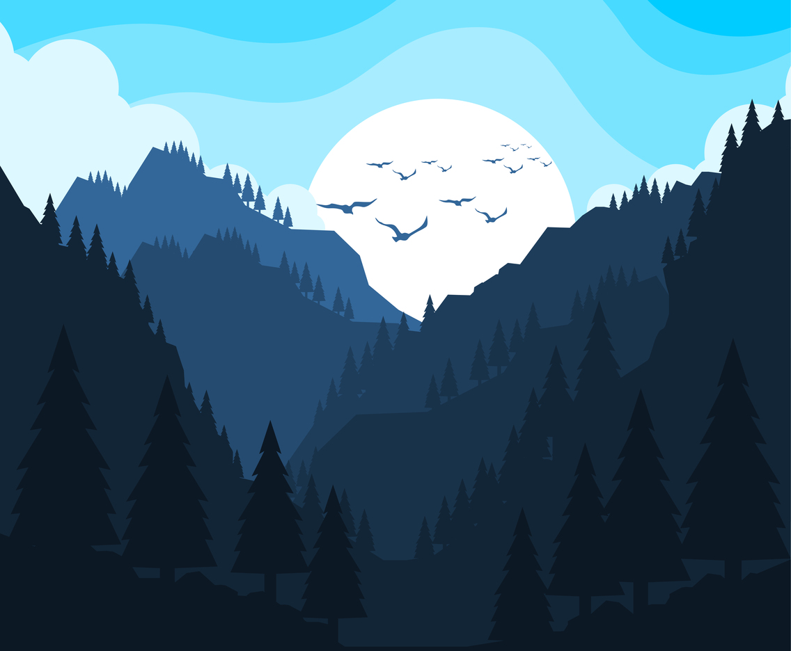 Flat Green Mountain Vector Background