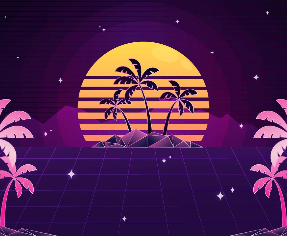 Retro Futuristic Island View Background