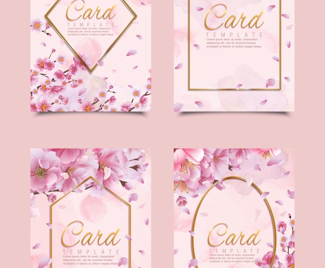 Cherry Blossom Card Templates Collection