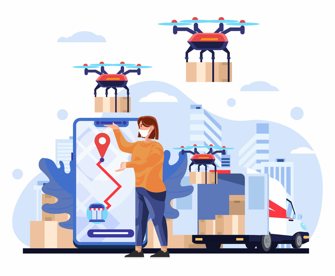 Untact delivery shopping illustration
