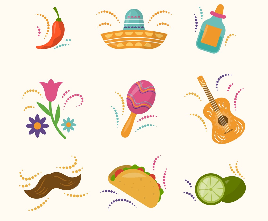 Flat Cinco De Mayo Festivity Icon Collection