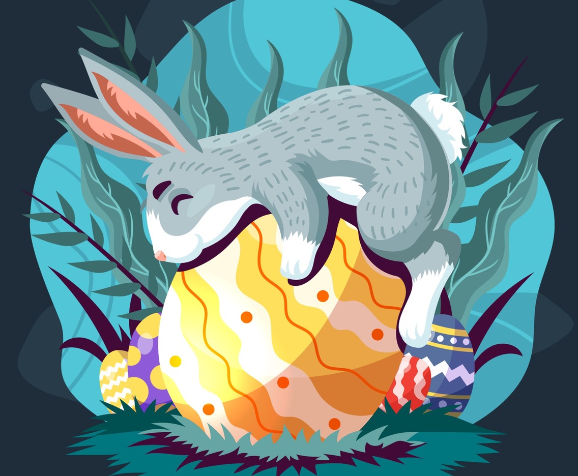 Warm Hug From Cute Easter Bunny