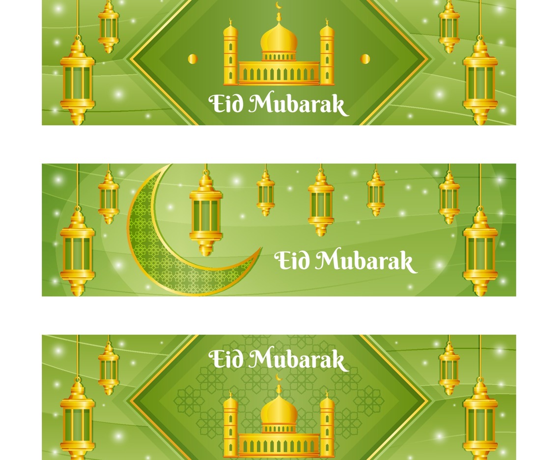 Elegant Green Eid Mubarak Season Greeting Banner