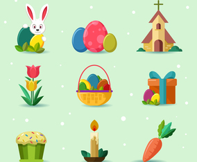Set of Happy Easter Icons
