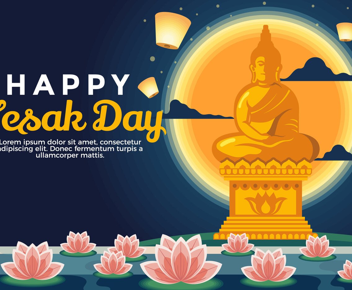 Golden Buddha Statue Eclipsing the Moon Background