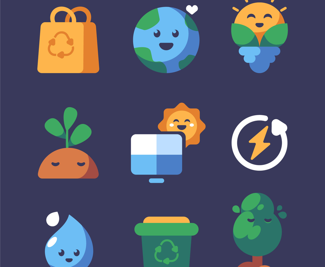 Fun and Neat Earth's Day Awareness Icon Set