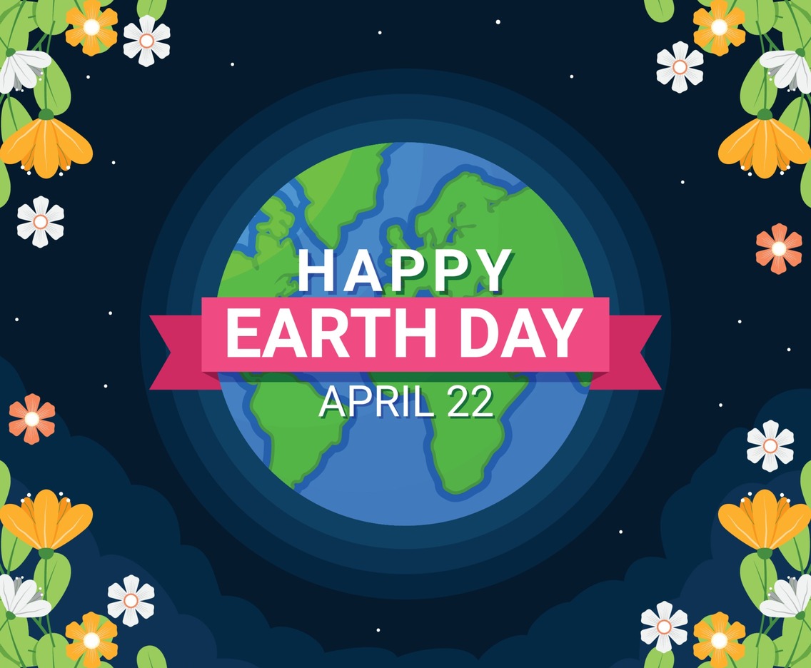 Earth Day Concept With Flower Borders