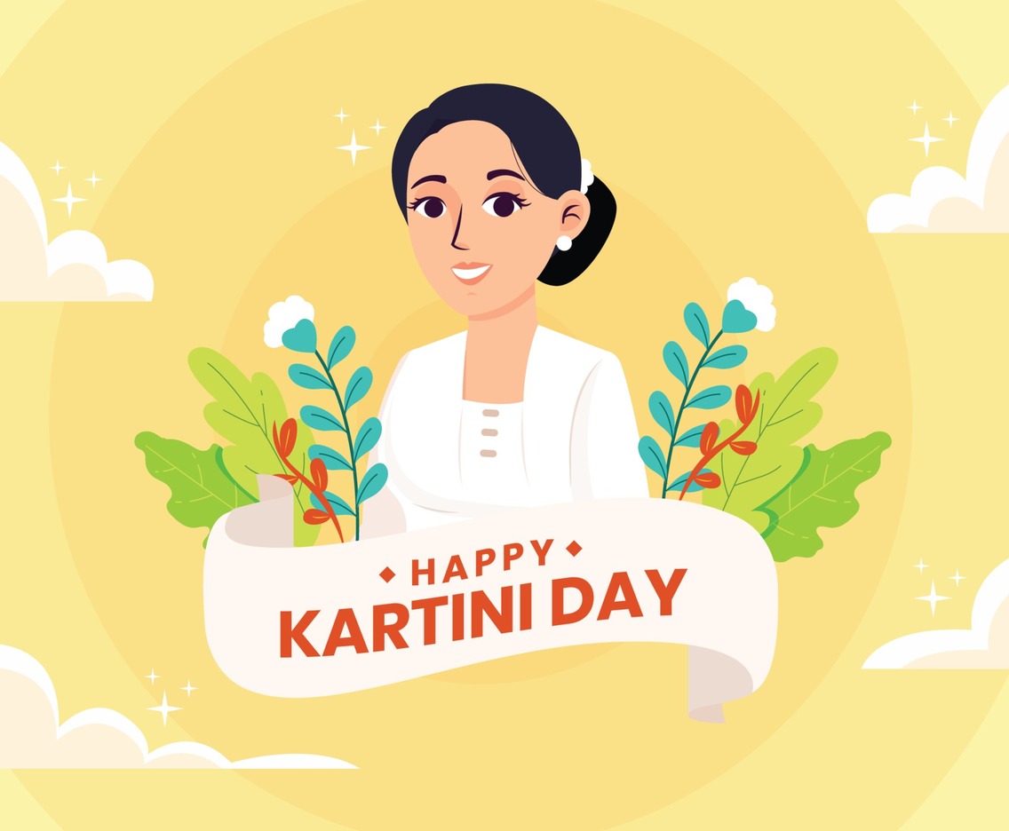 Happy Kartini Day with Flowers Decorations