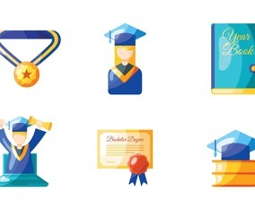 Flat Icon Set of Graduation | FreeVectors
