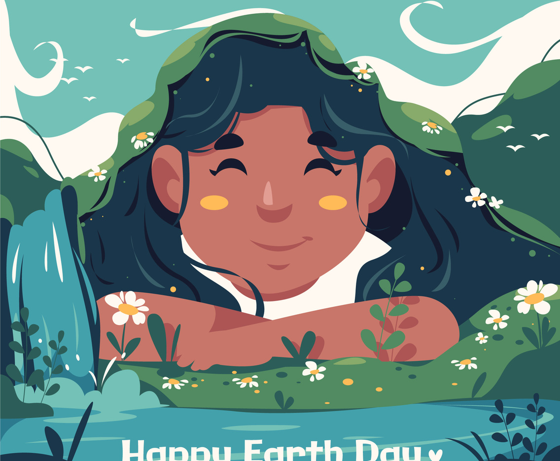 Earth's Day Awareness Illustration With Kid Smiling