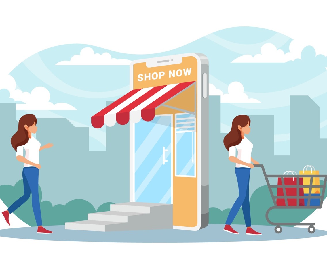 Contactless Woman Shopping Concept