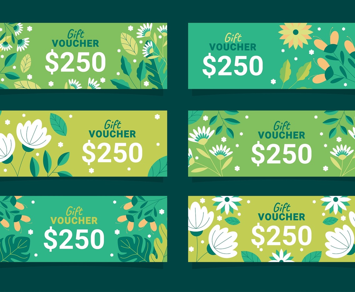 Gift voucher with nature leaves and flower element
