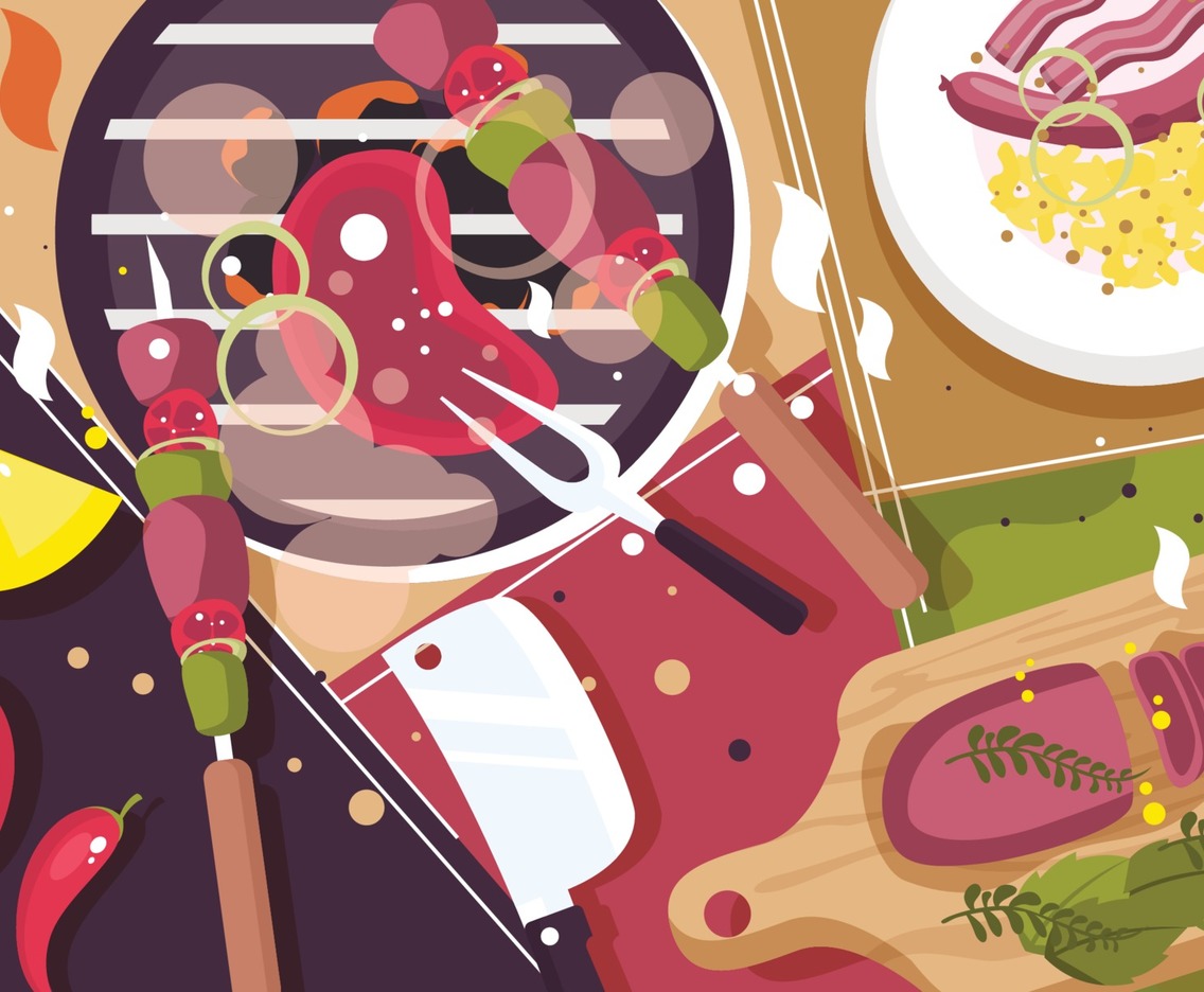 Flat Lay Concept of Barbeque Element