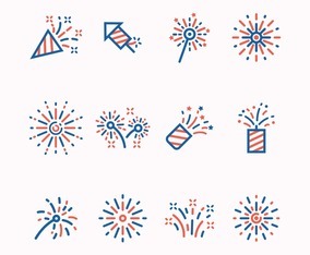 Set Of Firework Festivity Icons