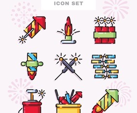 Set of Firework Icons | FreeVectors