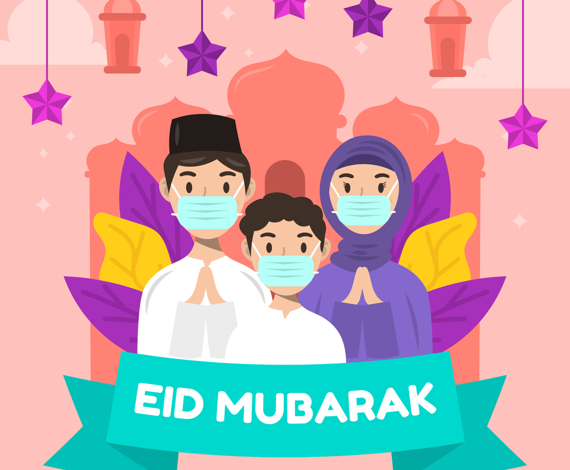 Eid Family Gathering With Protocol Illustration
