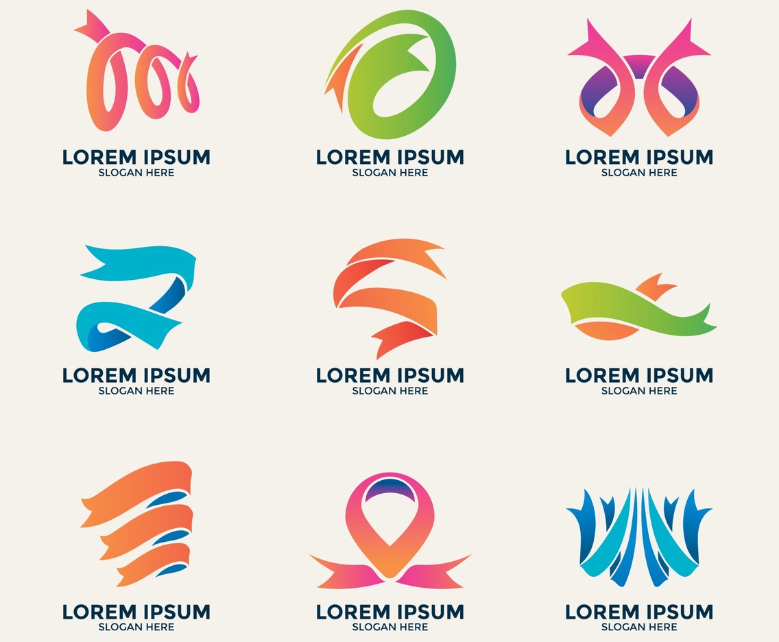 Modern  Colorful Set of Ribbon Icon