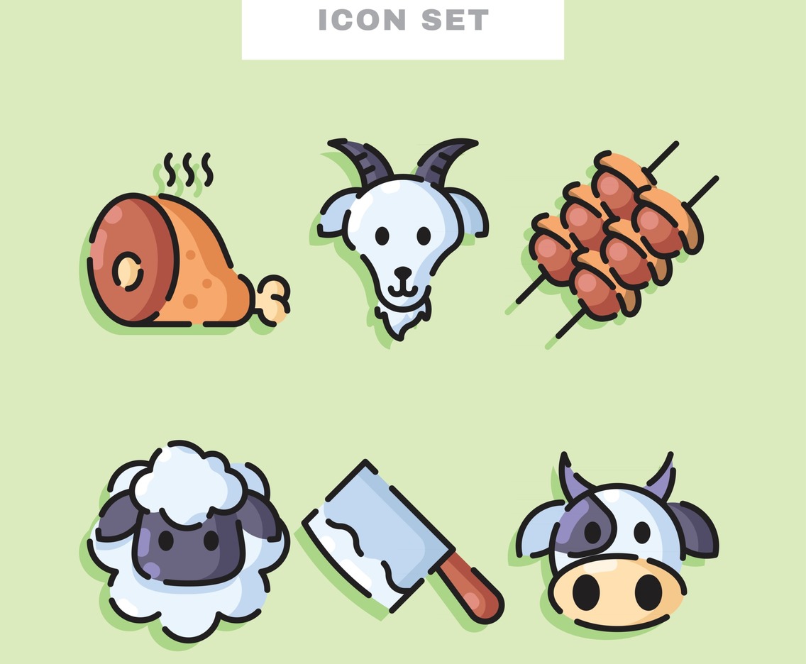 Eid Al Adha Food Icon Set