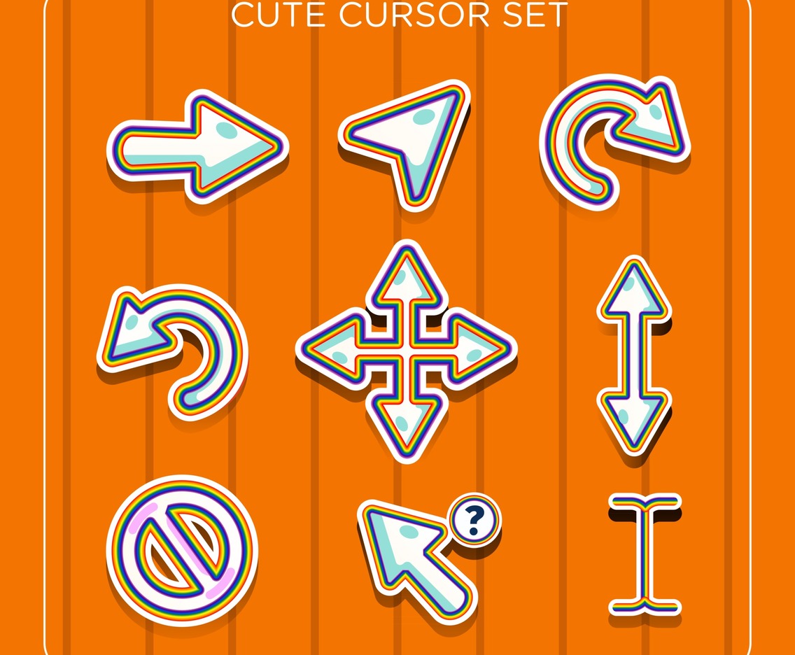 Rainbow Cute Cursor Style Set