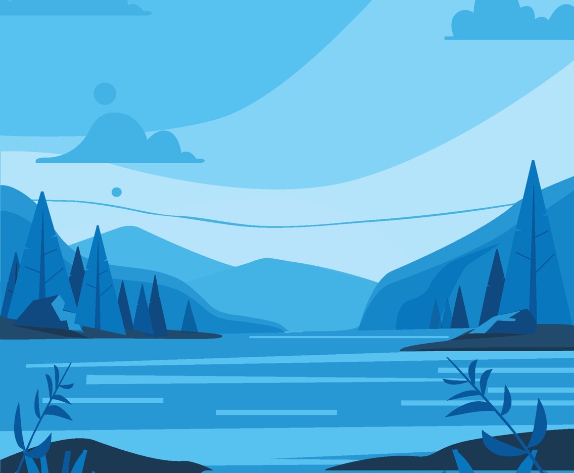 Blue Mountain View By The River Background