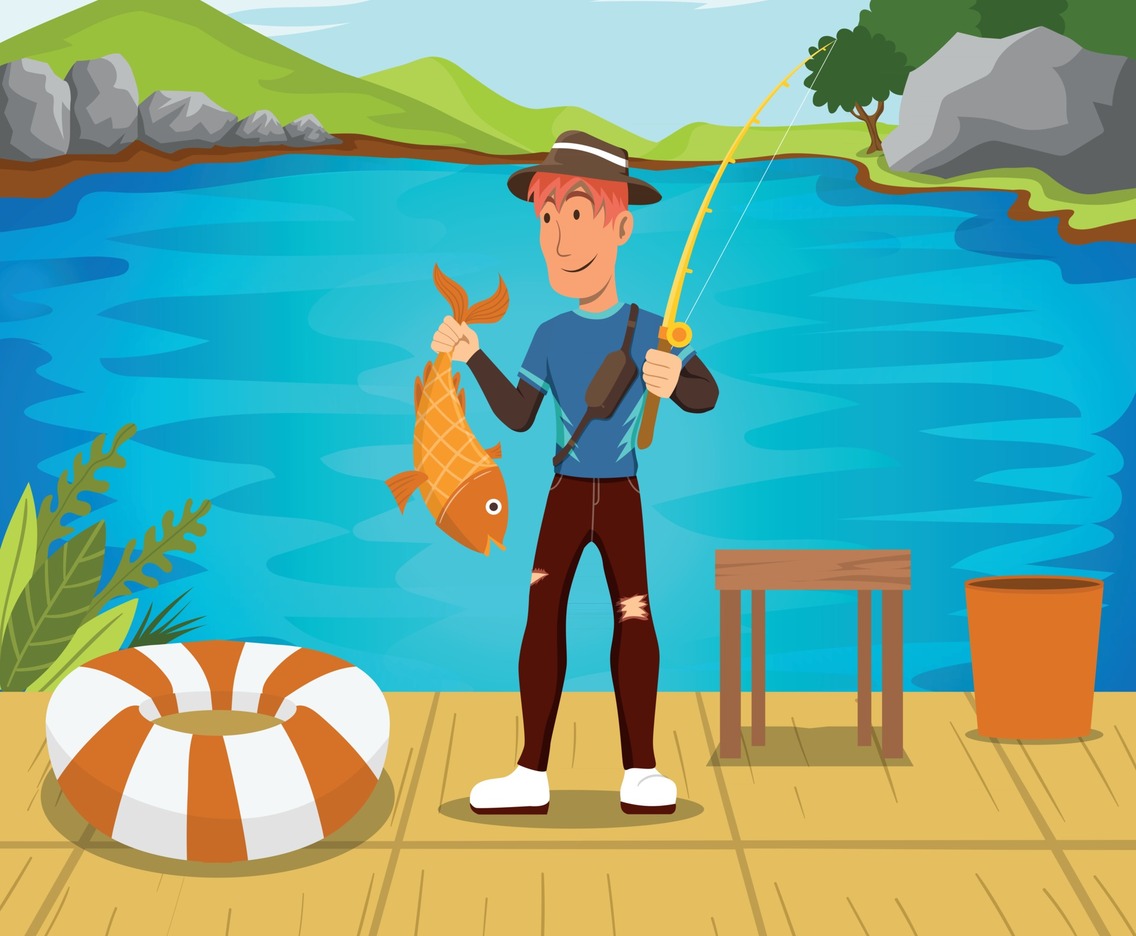 Man Fishing at the Lake