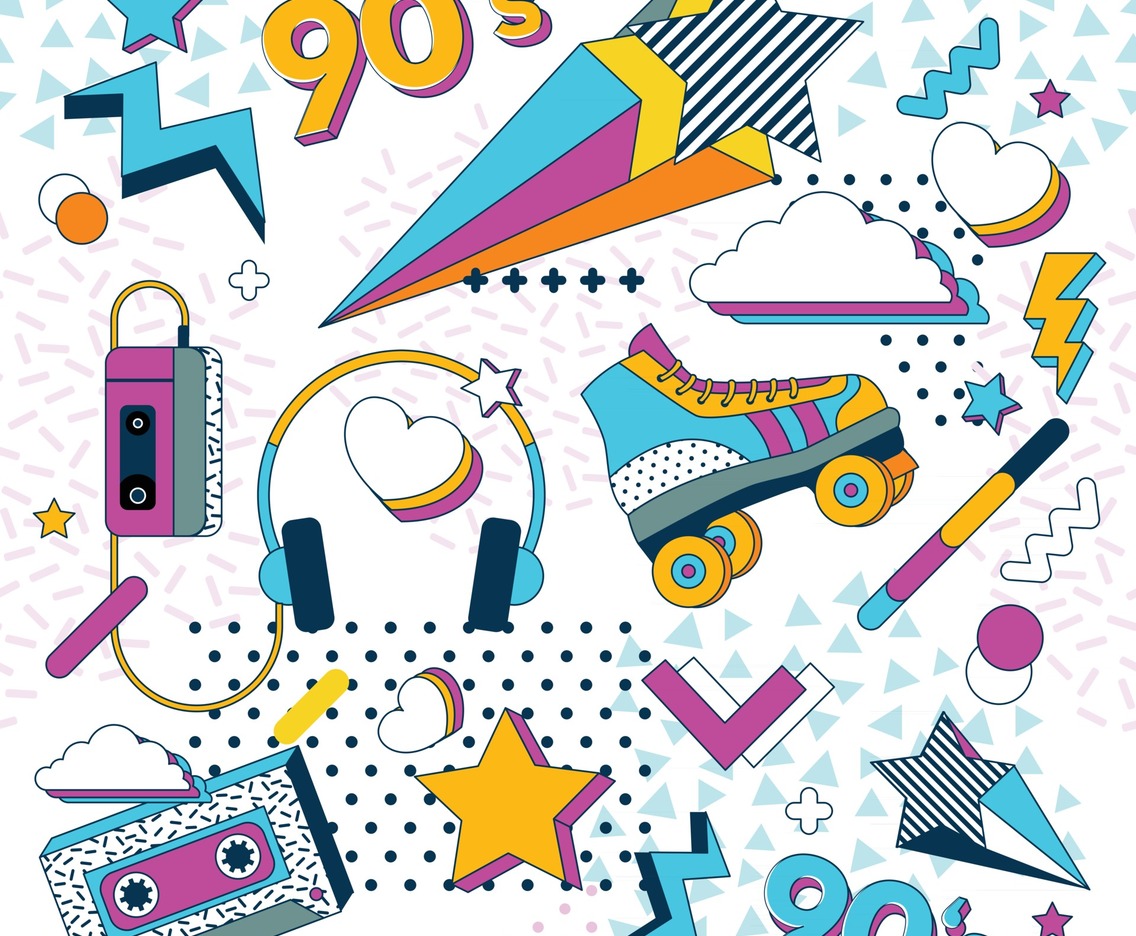 90s Icons with Colorful Style
