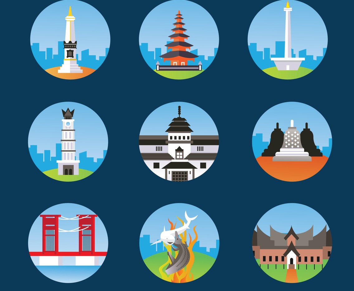 Indonesian Landmark Icons